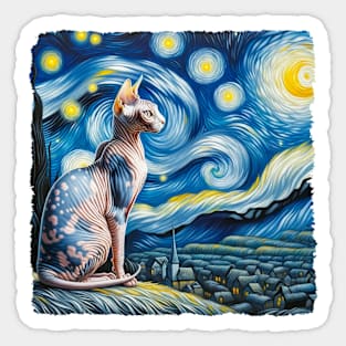 Sphynx Starry Night Inspired - Artistic Cat Sticker